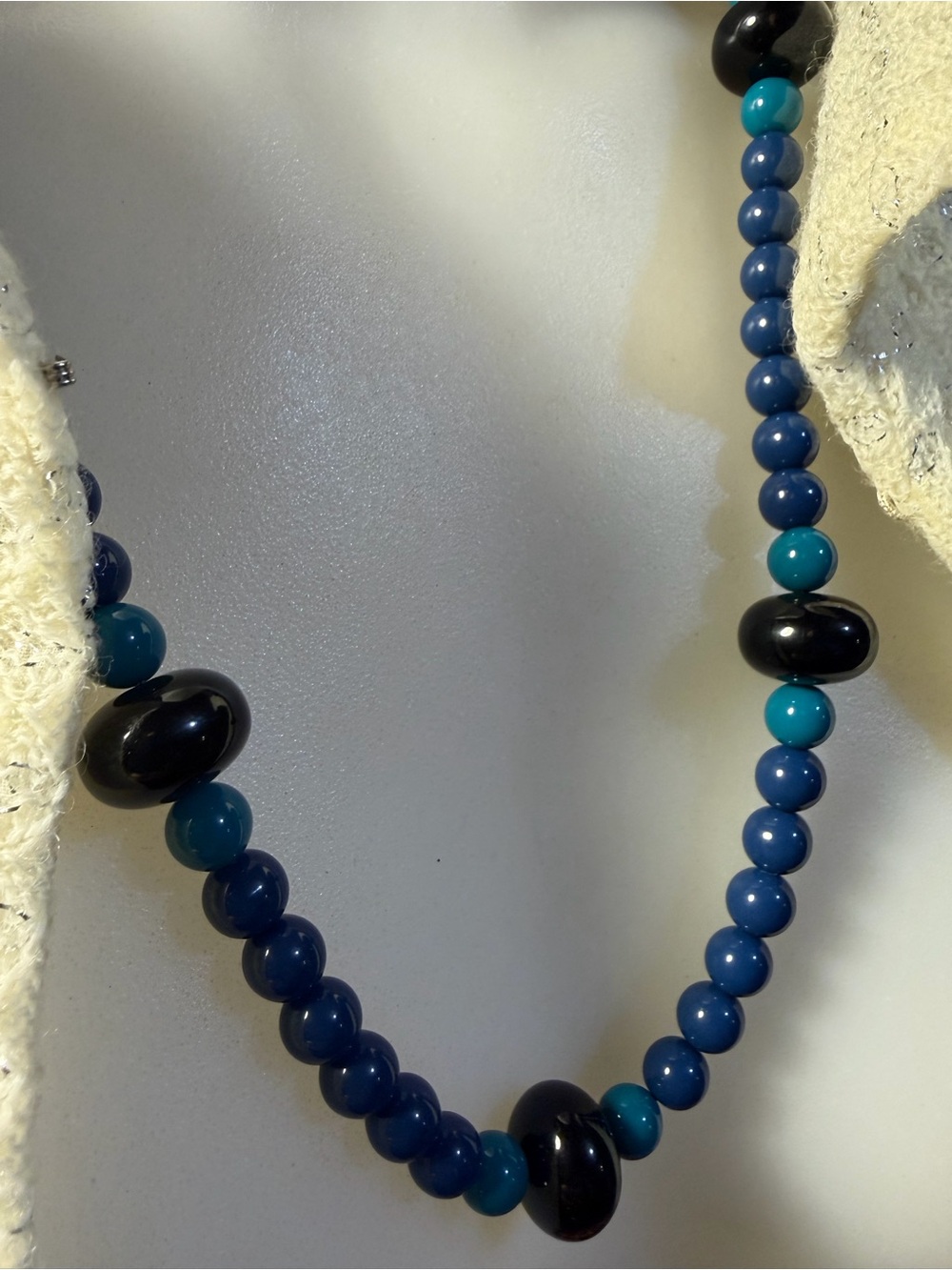 Elegant Navy and Teal Beaded Necklace - Women Jewelry